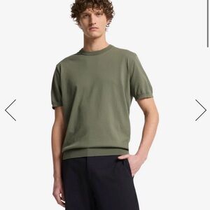 7 For All Mankind CLASSIC COTTON SHORT SLEEVE SWEATER Army Green Men’s Medium